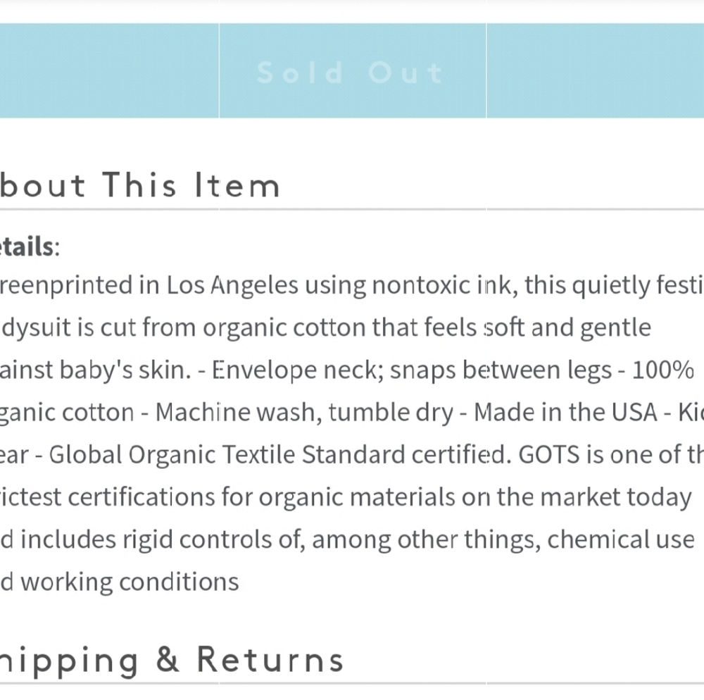 Tenth & Pine Gender neutral organic baby bodysuit. - Picture 6 of 6